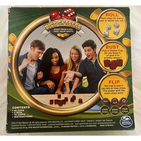 Dice Chasers Push Luck Take Shots Roll Bust Flip Red Spin Master new game adult - Picture 2 of 2